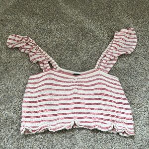 Wild Fable Red & White Striped Crop Top Size Small